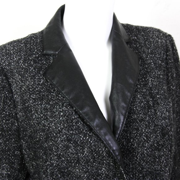 Akris Punto Tweed Wool Faux Leather Trim Jacket 12 - Picture 3 of 5
